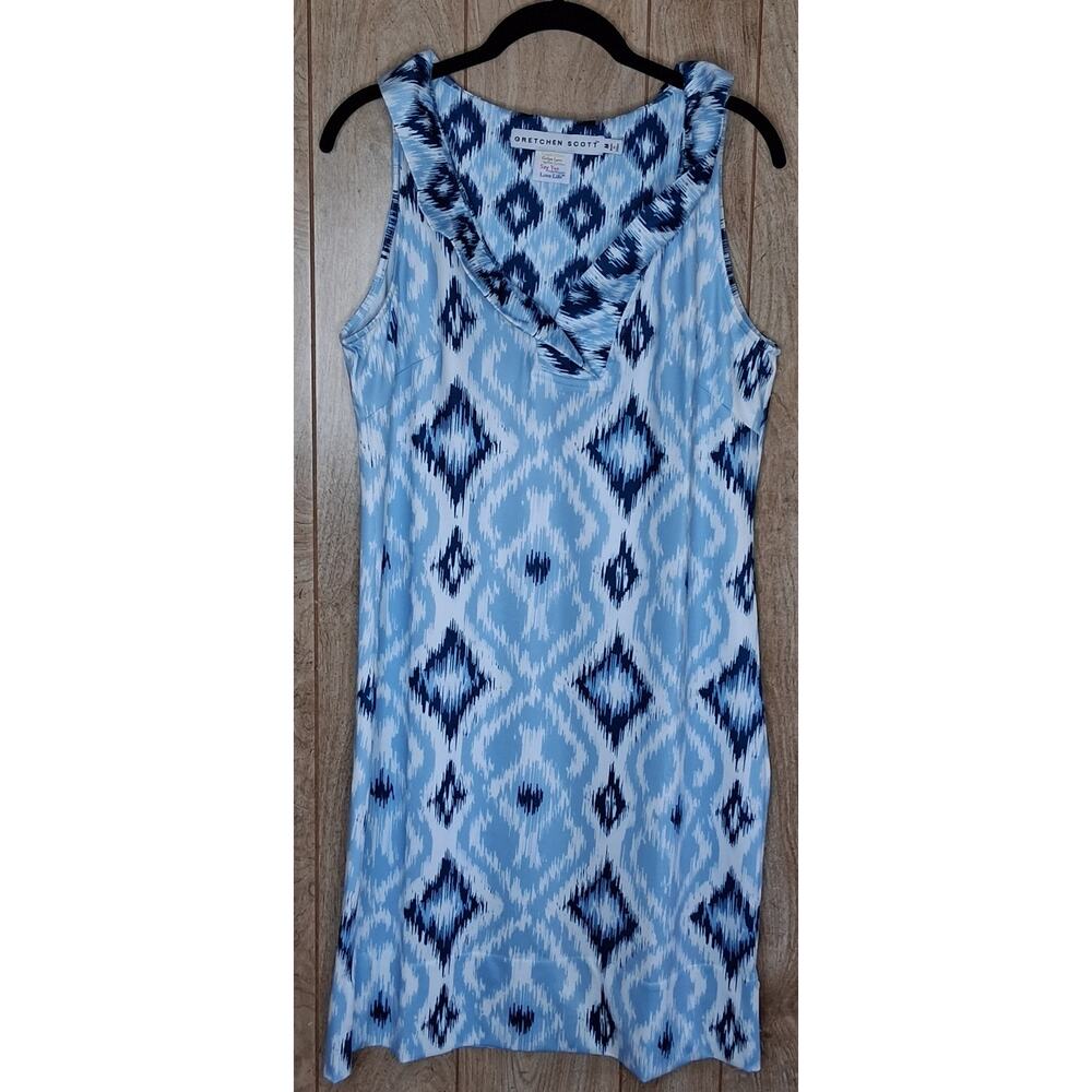 Ladies Gretchen Scott Sleeveless Blue and White Dress Size Medium